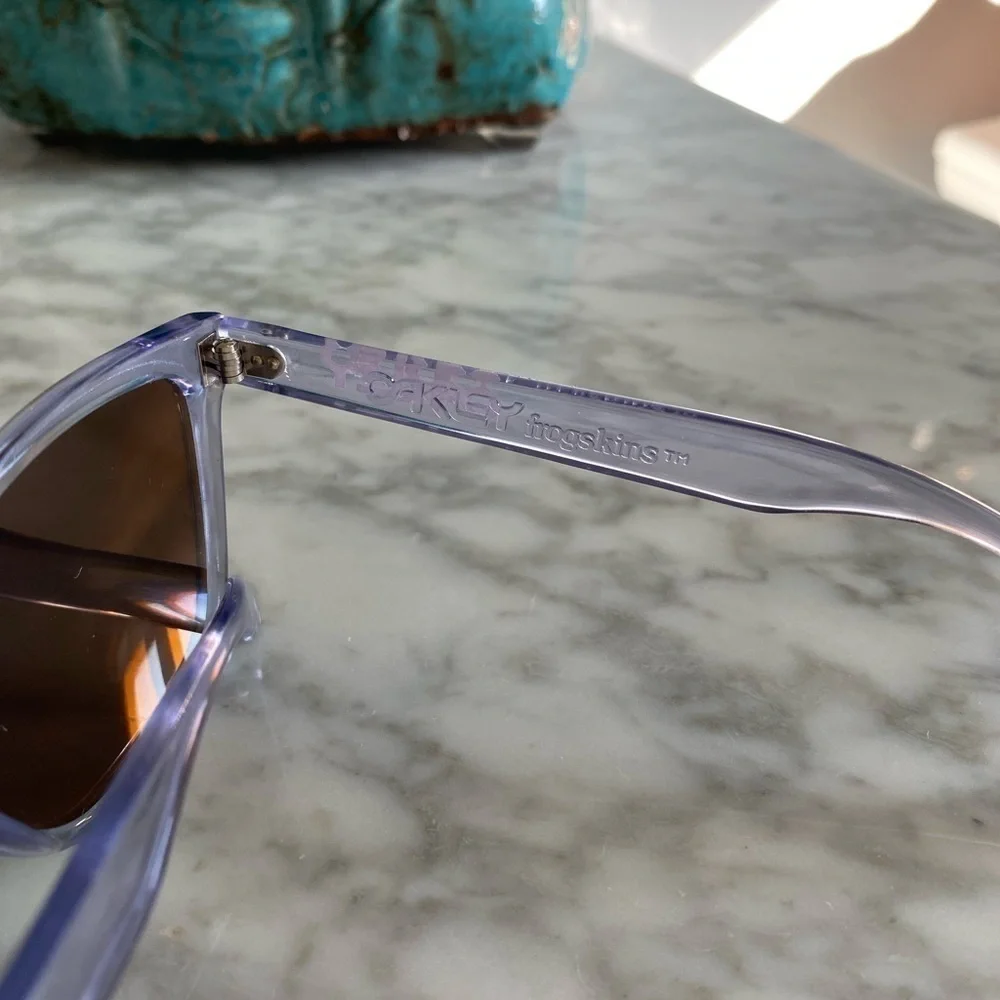 Oakley Frogskin Sunglasses Gen 1 Made in Japan Crystal Clear Orange Iridium Lens